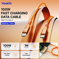 Kabel Data Pengisian Cepat USB-C ke USB-C YooKiE CB105 100W dari Bahan Paduan Seng & Nilon Terjalin, PD 1M untuk Power Bank, Komputer, Smart Watch