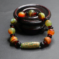 Bracelets porte-bonheur en perles d'agate Dzi à neuf yeux, forme baril, pierre précieuse, calcédoine colorée, unisexe, vente en gros