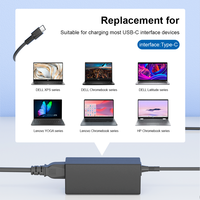 Chargeur d'ordinateur portable USB C GaN 65W, compatibilité universelle pour HP Dell XPS Lenovo avec technologie de puce intelligente, chargeur Type C Usbc