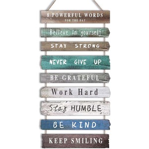 Décor d'art mural inspirant pour le bureau en bois rustique suspendu signe de décoration d'art mural motivationnel <span class=keywords><strong>citations</strong></span> positives inspirantes - Product Image 1