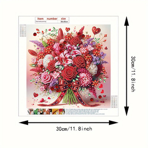 Fait à la main 30*30cm <span class=keywords><strong>Rose</strong></span> <span class=keywords><strong>Bouquet</strong></span> Décoration Murale Diamant <span class=keywords><strong>Peinture</strong></span> Forme Spéciale 5D Cristal Foret Fleur Thème Diamant <span class=keywords><strong>Peinture</strong></span> Kits - Product Image 2