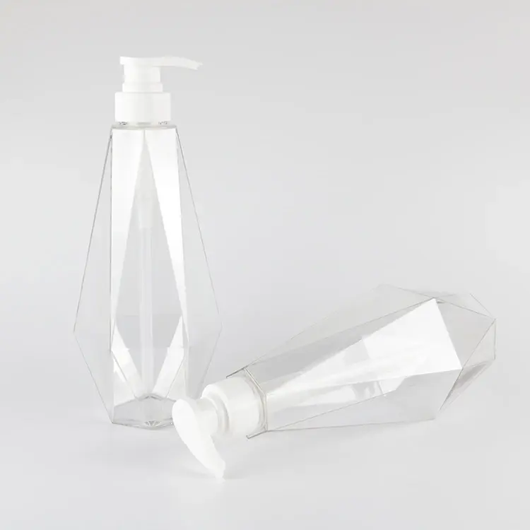 زجاجة جل الاستحمام الراقية 300 مل 500 مل 750 مل شفافة متعددة الشكل وضغط زجاجة غسول شامبو للجسم