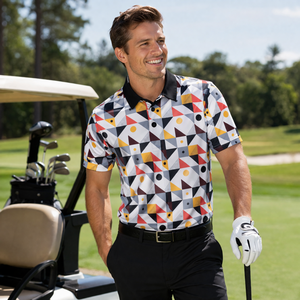 <span class=keywords><strong>Polo</strong></span> Personalizzata con Stampa Geometrica Astratta per <span class=keywords><strong>Uomo</strong></span>, Traspirante, alla Moda, per Golf e Viaggi, con Design del Logo - Product Image 1
