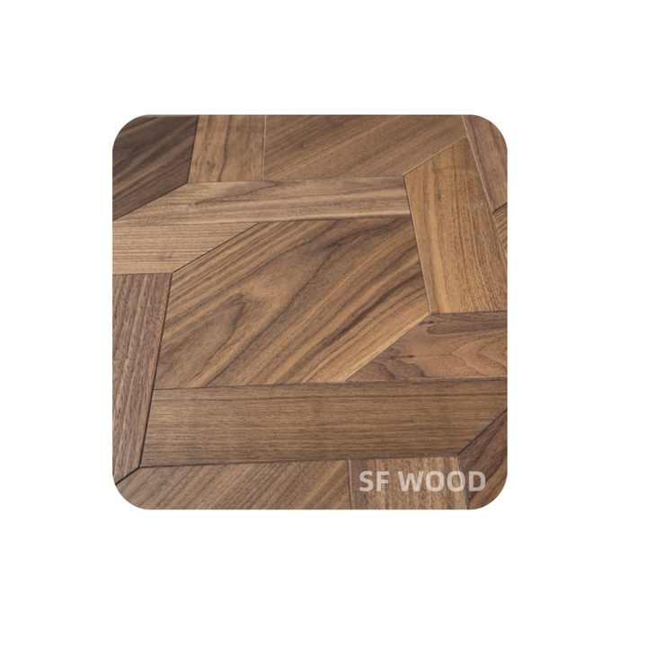 Modern Geometric Engineered Oak Parquet Walnut Material with Brushed ...