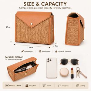 Custom Logo PU <b>Leather</b> Jute Cosmetic <b>Bag</b> Natural <b>Woven</b> Travel Makeup Organizer Pouch OEM ODM Wholesale Factory Supplier - Product Image 5
