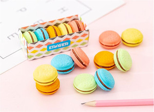 2023 studenti di cancelleria Macarons a forma di gomma cartone animato all'ingrosso studente premio per bambini biscotti gomma - Product Image 6