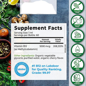 La vitamina <span class=keywords><strong>B12</strong></span> vegana biologica fa cadere integratori aromatizzati alla frutta senza zucchero senza OGM che migliorano il metabolismo e alleviano la fatica - Product Image 3