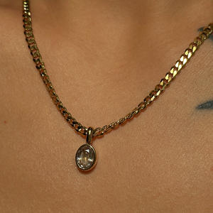 विंटेज 18k गोल्ड प्लेटेड गहने वाटरप्रूफ तिरनिश मुक्त स्टेनलेस स्टील स्टार 5a जिरकॉन पेलेंट क्यूबन चेन हार yf3635 - Product Image 6