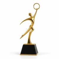 Trophée en métal personnalisé, trophée d'or, design abstrait moderne, sculpture pour cérémonie d'entreprise, compétition sportive