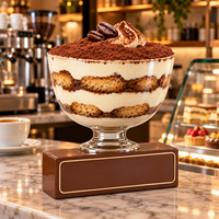 Sculpture de plaque en résine de fibre de verre multicouche, peinte à la main, artistique et personnalisée, en forme de tasse de tiramisu, sur le thème alimentaire, pour comptoir de café, café et desserts