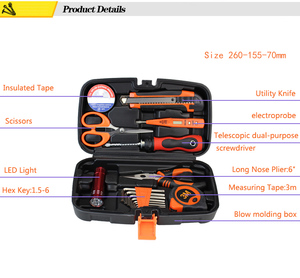 Low Cost Multifunctional Hardcase Hand Tool Set 17Pcs Combination Tools Carbon Steel OEM - Product Image 2