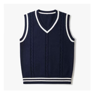 Chaleco de Punto con Cuello en V para Hombre Zhan Ya, Corte Holgado, Diseño de Flores Trenzadas, Antipilling, Otoño 2023, Ropa Casual - Product Image 1