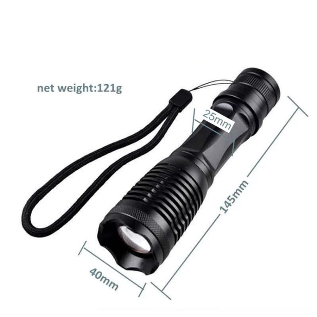 Battery Charged Torch Rechargeable Flashlight Zoomable Led Flashlights With Gift Box
