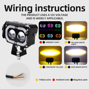 KLT Nuevo Proyector LED de Alta <span class=keywords><strong>Calidad</strong></span> de Doble Color Blanco y Amarillo de Aluminio de 12V para Autos/Motocicletas, Lámpara de Niebla Delantera - Product Image 1