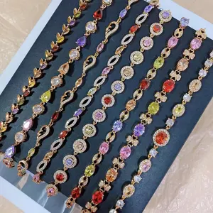 Toptan altın kaplama bakır bilezik elmas tenis mikro kakma vvs zirkon buz out bilezik charm kadınlar gözler baget pulsera - Product Image 4