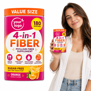 Poudre de fibres de psyllium naturelle sans sucre, saveur naturelle d'orange, format économique, soutien digestif quotidien, complément alimentaire - Product Image 1