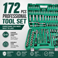 Ensemble complet d'outils à main universels pour atelier domestique, 172 pièces, avec cliquet standard pour réparation