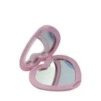 Pocket Mirror Hot Sale Promotion Small Magnetic Gift Red Heart Shaped Pocket Portable Folding Ladies Makeup Mirror Leather Pink Compact Mirror