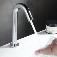 Robinet automatique à capteur infrarouge, alimenté par batterie, eau chaude et froide, robinet mélangeur sans contact doré pour lavabo de salle de bain, robinet électronique