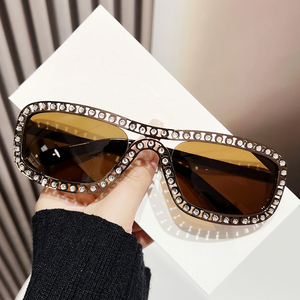 Lujo elegante diamante medio marco gafas de sol UV400 protección amarillo púrpura rojo azul Metal para Fiesta Calle sol Gafas De Sol - Product Image 3