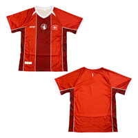 Maillot de football d'équipe rouge à imprimé intégral, séchage rapide, respirant, pour homme, uniforme d'entraînement pour supporter avec logo croix suisse