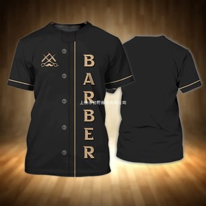 Camiseta Barber con estampado 3D para hombre, camiseta negra de manga corta, transpirable, a la moda, para jóvenes - Product Image 1