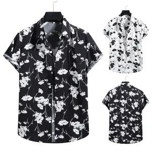 Shirts Voor Mannen Mode Kraag Shirts Groothandel Hawaiiaanse Bloem T-Shirts