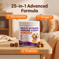 Complément multivitaminé 25-en-1 pour chiens : Comprimés à croquer pour l'immunité, la santé de la peau et du pelage, le soutien des articulations et des hanches, avec glucosamine et oméga-3