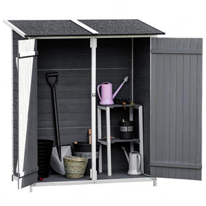 Outsunny Abri de jardin en bois avec 2 portes, armoire à outils de jardin extérieure avec tabouret, 139x75x147/160cm - Product Image 1