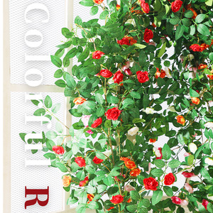 Guirlande de roses artificielles en soie plastique, couleurs orange, rouge, rose, blanc, pour décoration de mariage, maison, balcon et plafond - Product Image 2