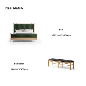 <span class=keywords><strong>Letto</strong></span> dal Design Rilassante in Stile Naturale Casual, Struttura in Legno Massello con Testiera Imbottita <span class=keywords><strong>Verde</strong></span> Staccabile - Product Image 6