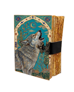 Carnet Grimoire en Cuir Fait Main Motif Loup hurlant, Vintage, Couverture Rigide avec Papier à Bord Brut pour Écriture et Cadeaux - Product Image 6