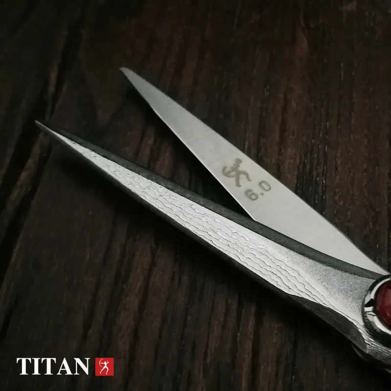 Titan Chuyên Nghiệp 5.5Inch 6.0Inch Làm Tóc Cắt Salon Thợ Cắt Tóc Công Cụ Damascus Thép Kéo