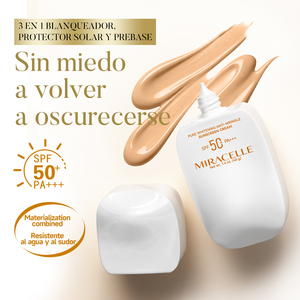 Protector Solar MIRACEILE SPF50+ PA+++ con Ácido Hialurónico Herbal, Crema Mineral con Color, Iluminadora para Piel Oscura, Orgánica, Antienvejecimiento - Product Image 1
