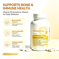 En stock Vitamine D3 50 000 UI Haute Puissance Complément Hebdomadaire pour Adultes 100 Capsules Sans Gluten