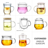 500ml tasse à thé en verre tasse tasses à thé en verre Kits tasses à café tasse transparente avec couvercle infuseur filtre et couvercle pour thé
