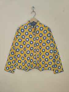 Veste matelassée réversible en coton pour femmes, veste en coton Kantha faite à la main, imprimé en bloc, style bohème, manteau d'hiver vintage, veste indienne - Product Image 6