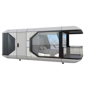 Conteneur maritime moderne de 40 pieds, type capsule, avec éclairage LED sur les bords, grandes fenêtres en verre, pour centre commercial, hôtel, entrepôt extérieur, parc, magasin, panneau sandwich - Product Image 1
