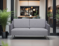 Modernes Hochwertiges Anpassbares Zweisitzer-Klappsofa Grauer Stoff-Lounge-Sessel für Villa, Apartment und Hotel-Wohnzimmer