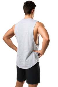 JoyChuang camisetas sin mangas de entrenamiento para hombre 65% algodón tejido Fitness correr baloncesto chaleco logotipo personalizado transpirable liso - Product Image 6