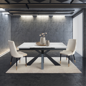 Table à manger extensible Luciano 160 à 240 cm, plateau en céramique, base en métal, usage intérieur - Product Image 4