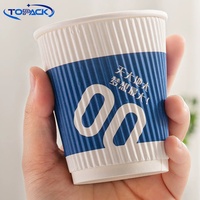 Gobelets à café jetables écologiques personnalisables en carton ondulé isolant avec couvercles et pailles