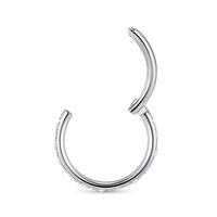 Vente en gros personnalisée ASTM F136 G23 titane segment articulé Zircon nez anneau cerceaux Clicker boucle d'oreille résultats