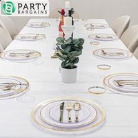 OFFRES SPÉCIALES POUR FÊTES 3/6/12 pièces 54 pouces X 108 pouces 3 plis Housses de table jetables blanches en plastique et en papier, vaisselle et accessoires de table