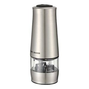 Molinillo de pimienta eléctrico de acero inoxidable 2 en 1, forma cilíndrica ajustable con tapa metálica para uso en la cocina, molinillos de sal y pimienta - Product Image 2