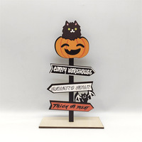 Décorations d'Halloween Centres de table Décor Joyeux Halloween Signe de table Citrouille Fantôme Halloween Ornements en bois