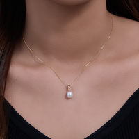 Bijoux de mode de haute qualité en argent Sterling 925 plaqué or 14 carats collier pendentif perle d'eau douce naturelle unique pour les femmes