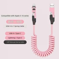 Nouveau câble USB rétractable blindé en alliage de zinc 4-en-1 à charge rapide avec connecteurs USB-A/Type-C pour smartphones et transfert de données