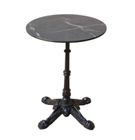 Table pliante de bistrot français, style vintage, en fonte, avec plateau en pierre frittée, confortable, résistante aux intempéries, pour café, restaurant, salle à manger en plein air