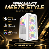 Casing PC Gaming White TDI1104 ATX Micro ATX dengan Kaca Temper 3mm dan Panel Depan Mesh